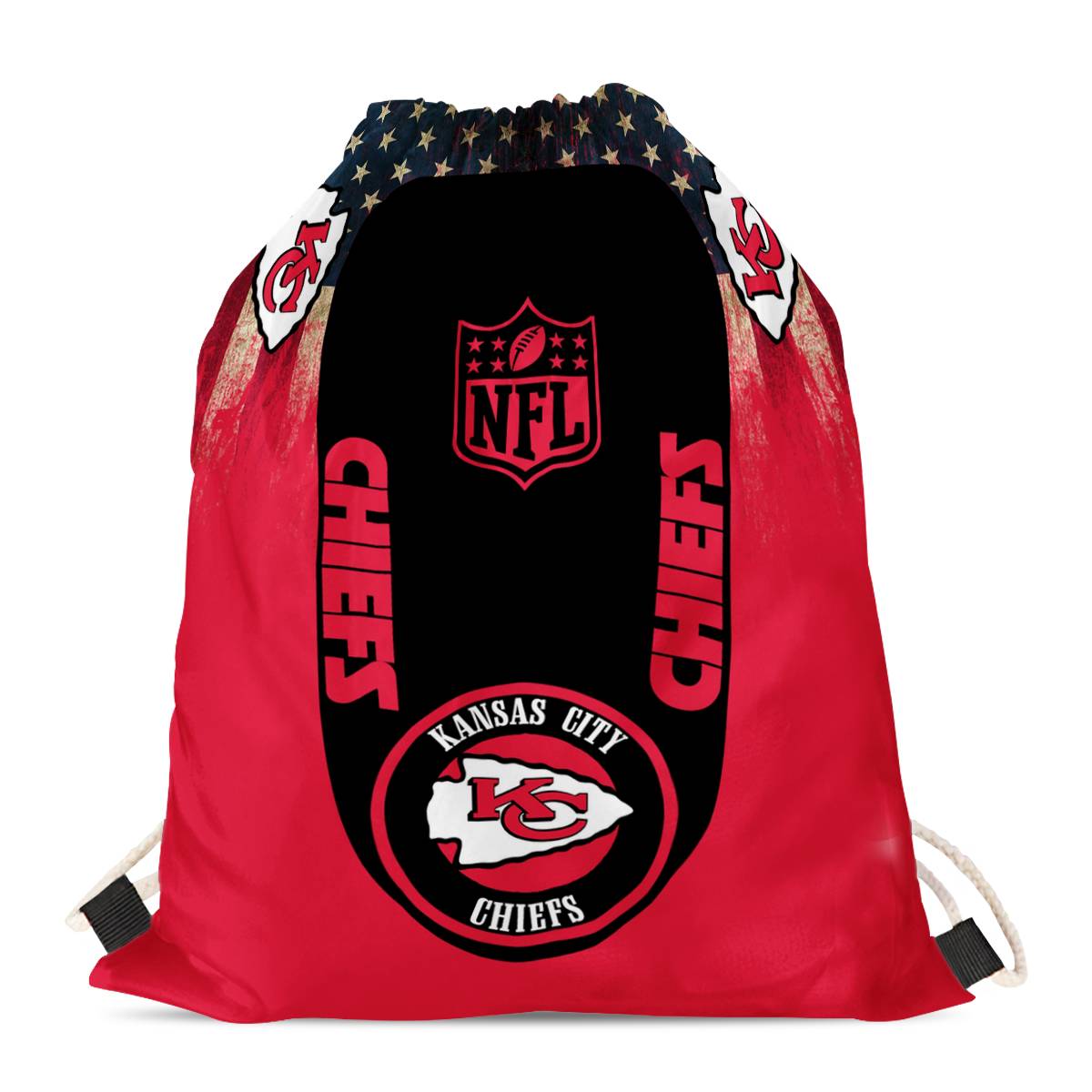 Kansas City Chiefs Drawstring Backpack sack / Gym bag 18" x 14" 001 Kansas City Chiefs Drawstring Backpack sack / Gym bag 18" x 14" 001